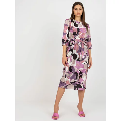 Fashion Hunters Purple cocktail dress with print and belt