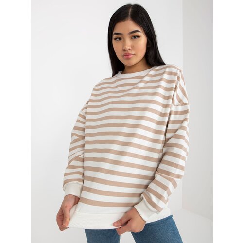 Fashion Hunters Ecru-beige women's basic sweatshirt RUE PARIS without hood Cene