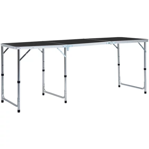 Sklopivi stol za kampiranje sivi aluminijski 180 x 60 cm