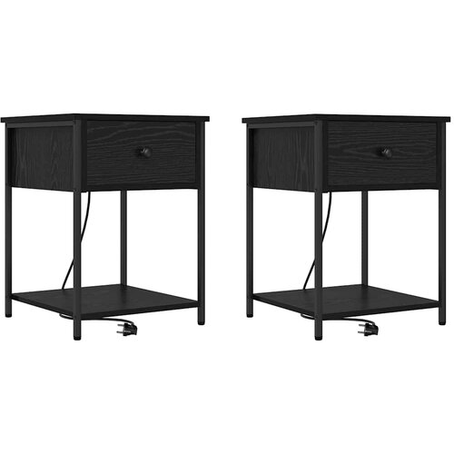  Noćni ormar 2 pcs Crni hrast 42 x 41 x 56 cm Konstruirano drvo Slike