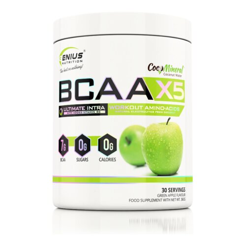 Genius Nutrition Aminokiselina BCAA-X5, Zelena jabuka, 360 g Slike