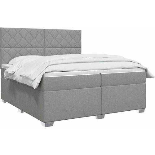  Boxspring krevet s madracem Svjetlosiva 200 x 200 cm Tkanina Slike
