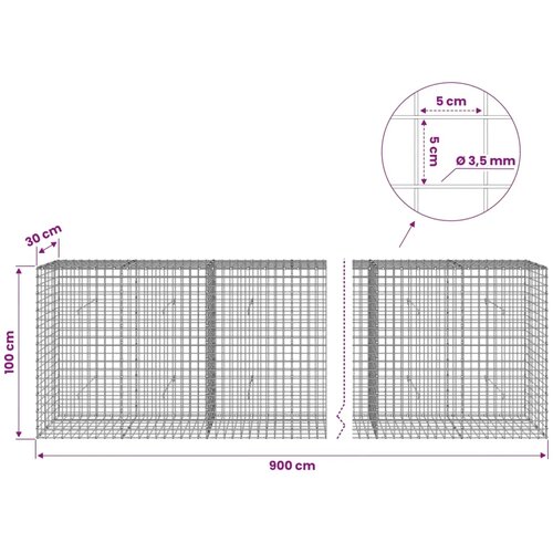  Gabion s žicom debljine 3 5 mm i mrežom 5x5 cm 900x30x100 cm - 30 cm 100 cm 900 cm Slike