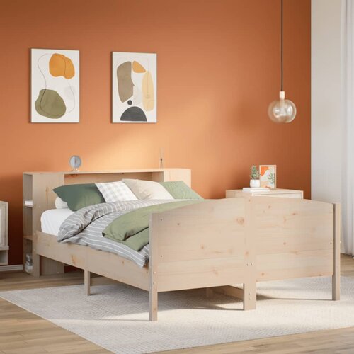 VidaXL Krevet s regalom za knjige bez madraca 120x190 cm od borovine Slike
