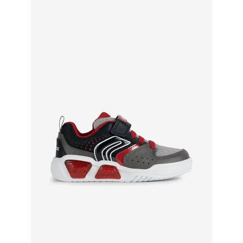 Geox Red and Grey Boys Sneakers with Glowing Sole - Boys