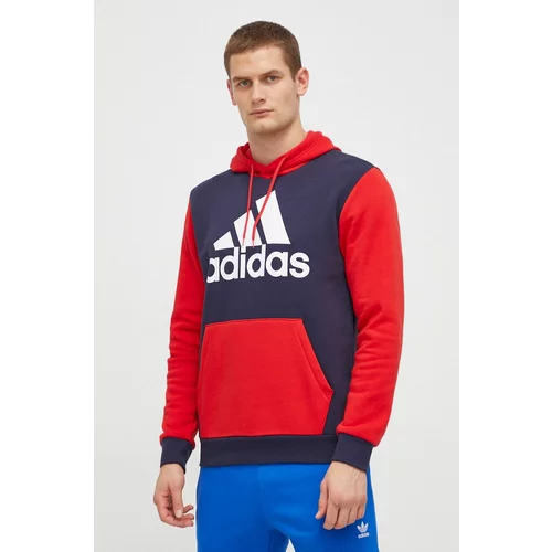 Adidas Dukserica za muškarce, boja: crvena, s kapuljačom, s uzorkom