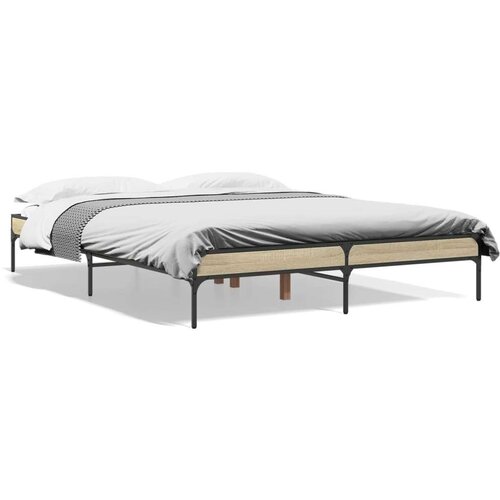 VidaXL okvir za krevet boja hrasta 160x200 cm konstruiran drvo i metal Slike