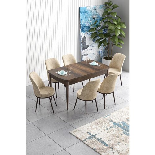 Hanah home han - baroque, cream baroquecream extendable dining table & chairs set (7 pieces) Cene