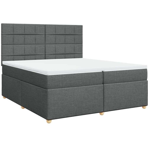 VidaXL Krevet s oprugama i madracem tamnosivi 200 x 200 cm od tkanine Slike