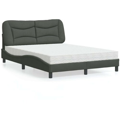  Krevet s madracem svjetlosivi 140x200 cm tkanina Slike