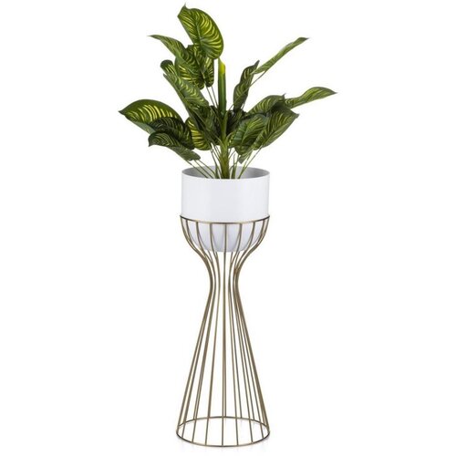 Metalna saksija LOFT 56x20 cm zlatna/bela Cene