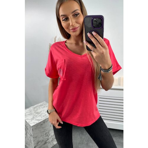 Kesi Cotton blouse with pocket raspberry Slike