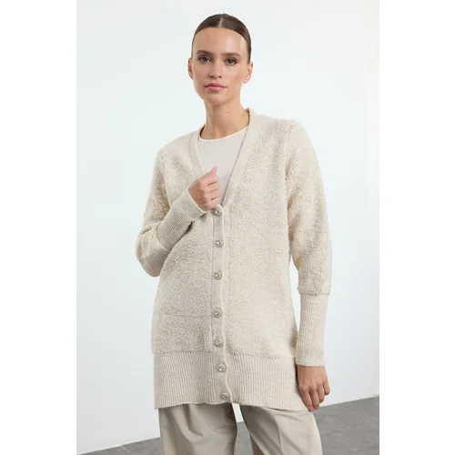 Trendyol Beige Soft Textured Knitwear Cardigan