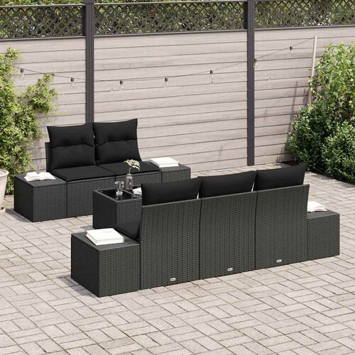  Sjedeća garnitura za vrt 6 kom. Crna poliratan 239 x 62 x 69 cm Slike