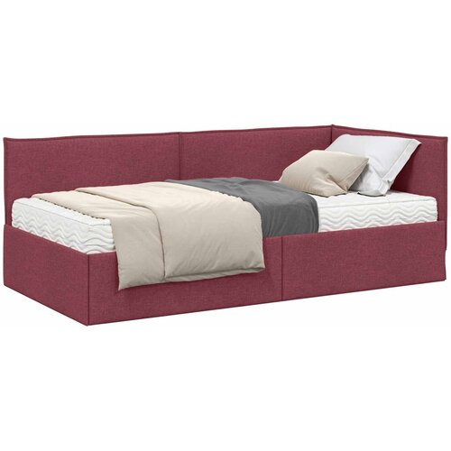 vidaXL Kutni krevetni okvir s madracem s uzglavljem 2 pcs Siva Bar&scaron;un - boja crnog vina 90 x 200 cm Cijene