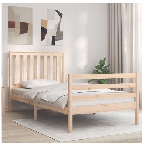 vidaXL Posteljni okvir z vzglavjem 100x200 cm trden les Cene