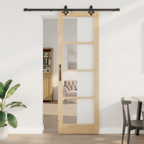 vidaXL Drsna vrata s kompletom opreme “ORKDAL” Trden les in steklo, Notranja vrata s steklom “ORKDAL” 78x232x4 cm Trden les bora Cene