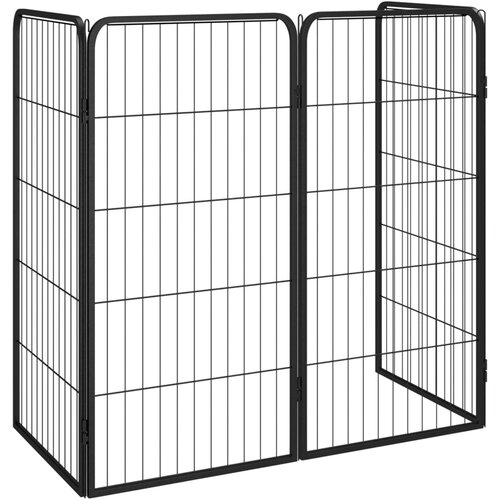  Ograda za pse sa 4 panela crna 50 x 100 cm čelik obložen prahom Slike