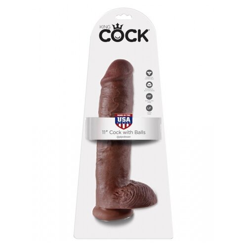 King Cock Dildo 11 With Balls Brown Cene