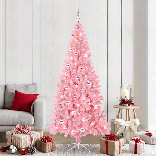 vidaXL Božično drevo med 300 LED z stojalom Roza 210 cm PVC Cene