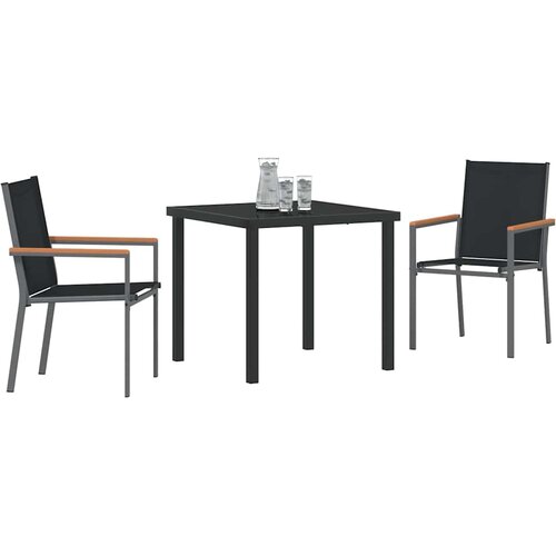  Vrtni set za objed 3 pcs Crna Čelik s prahom Slike