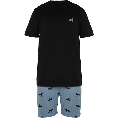 Trendyol Men's Blue Printed Regular Fit Knitted Pajamas Set Slike