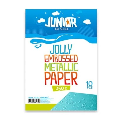 Junior jolly embossed metallic paper papir met. relj. a4 250g10k - odaberite nijansu plava ( 136208 ) Slike