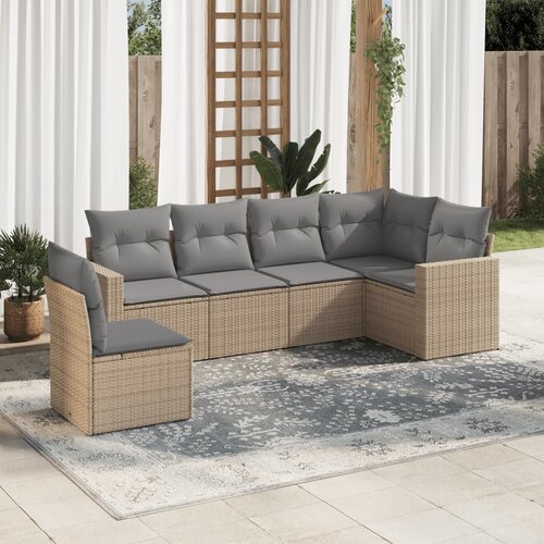 vidaXL 6-dijelni set vrtnih sofa s jastucima bež od poliratana Cijene