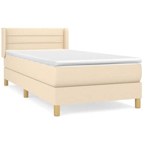  Krevet s oprugama i madracem krem 90 x 200 cm od tkanine Slike