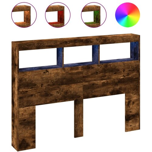 Maison Chic posteljno vzglavje - vzglavna omarica - nočna omarica led dimljeni hrast 140x17x102 cm, (21706271) Slike