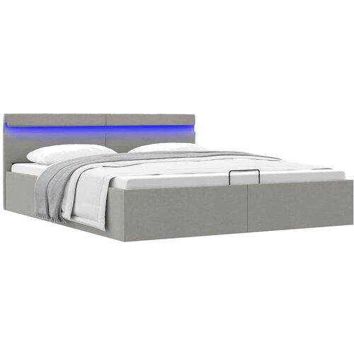  Hidraulični okvir za krevet LED svjetlosivi tkanina 160x200 cm Cijene