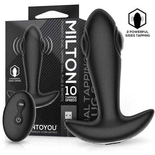 INTOYOU Milton Powerful Dual Tapping Anal Plug with Remote Control Black Cene
