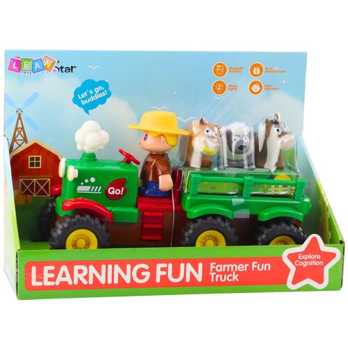  Edukativni traktor sa prikolicom i farmerom sa zvučnim efektima - village Slike