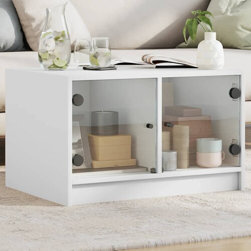 vidaXL Stolić za kavu sa staklenim vratima bijeli 68x50x42 cm Cijene