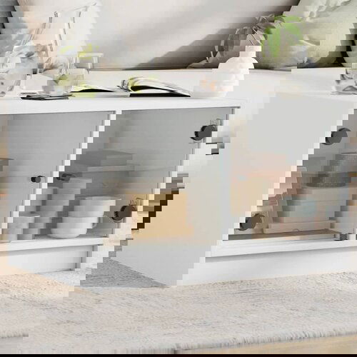 VidaXL Stolić za kavu sa staklenim vratima bijeli 68x50x42 cm Slike