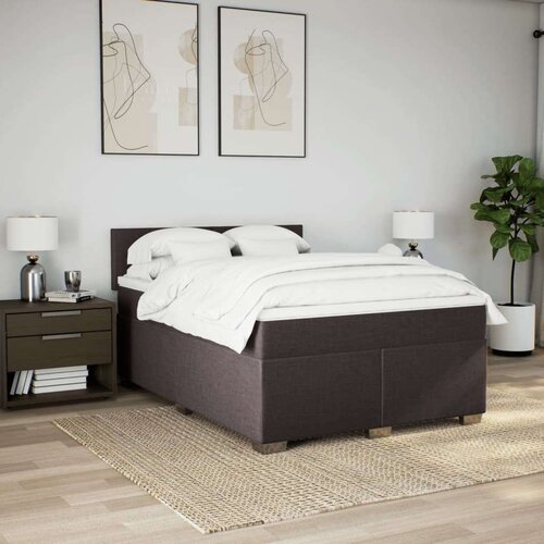 VidaXL Krevet s oprugama i madracem tamnosmeđi 160x200 cm tkanina Slike