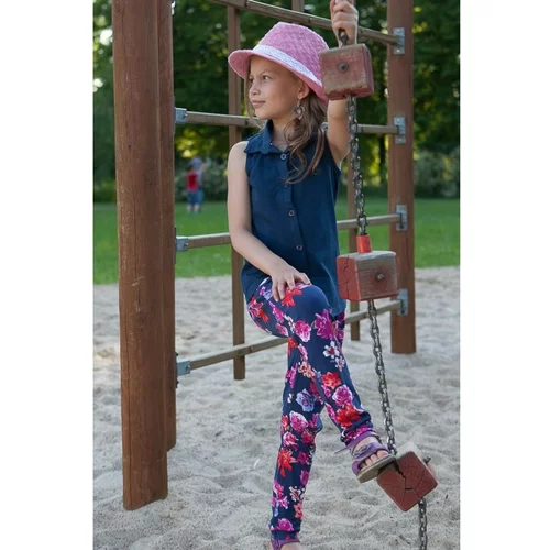 Fasardi Girls' pants with navy blue flowers