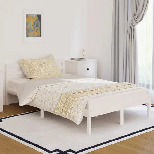 vidaXL Okvir za krevet od masivne borovine 120 x 200 cm bijeli