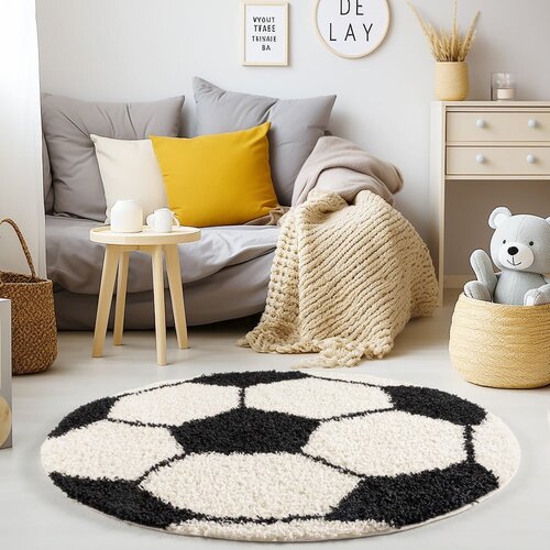 Ayyildiz Carpets Črna/kremno bela otro&amp;scaron;ka preproga &amp;oslash; 100 cm Fun &amp;ndash; Slike