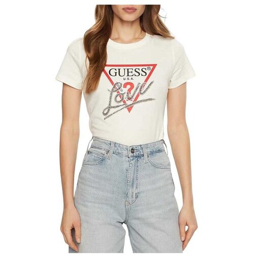 Guess krem-bela ženska majica Slike