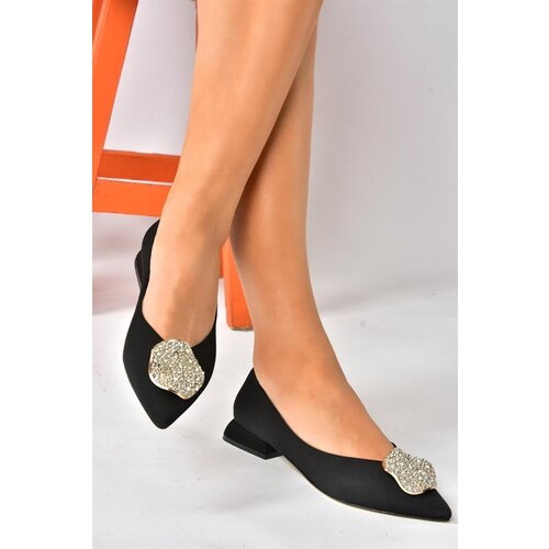 Fox Shoes Black Fabric Daily Women&amp;#039;s Low Heeled Shoes Slike