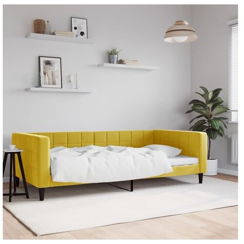VidaXL Raztegljiva postelja rumena 100x200 cm žamet Slike