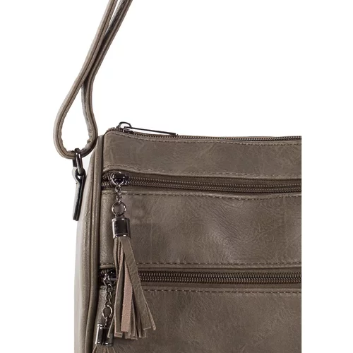 Fashionhunters Khaki messenger bag made of ecological leather