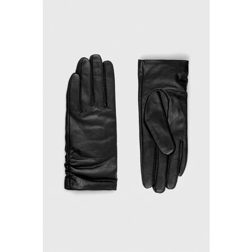 Answear Lab Usnjene rokavice ženski, črna barva
