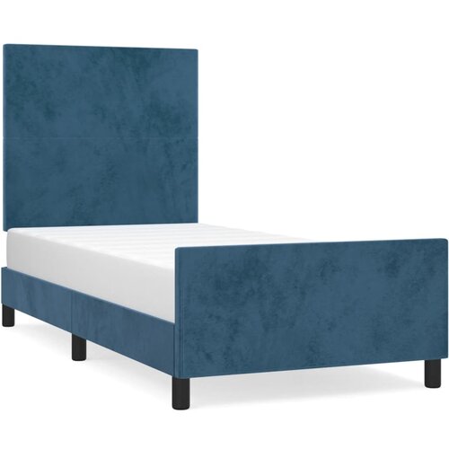 Maison Chic Posteljni okvir - Enojna postelja - Postelja za odrasle brez vzmetnice temno moder 100x200 cm žamet-J7679, (21766000) Slike