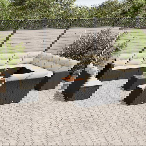 vidaXL 14-dijelni set vrtnih sofa s jastucima poliratan crni Cijene