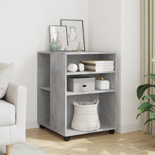 vidaXL Bočni stolić s kotačima siva boja betona 55x60x78 cm drveni Cijene