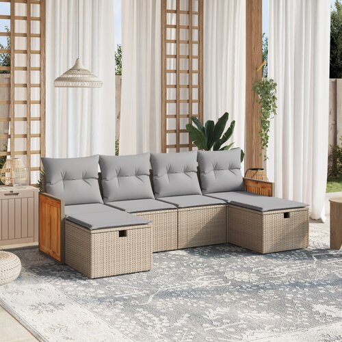 vidaXL 6-dijelni set vrtnih sofa s jastucima bež od poliratana Cijene