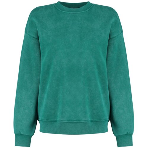 Trendyol Emerald Aged/Faded Effect Thick Fleece Inside Oversized/Wide-Fit Sweatshirt Slike