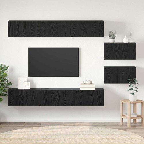  Set TV komoda 8 kom. Crni hrast Konstruirano drvo Crna Cene